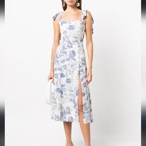 Reformation White and Blue Floral Midi Dress